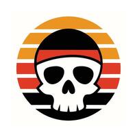 skeleton skull with bandana silhouette on retro vector