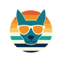 playful dog head in summer sunglasses with retro vector