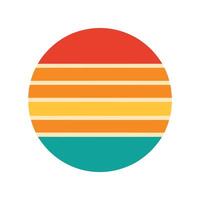 circular retro design of sunset with clean stripe lines vector