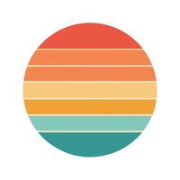 circular retro stripe icon with faded sunset palette vector