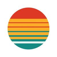 circular retro sunset with striped background in circle vector
