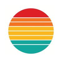 circular retro sunset design with bold stripe fade vector