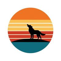 circular retro sunset with horizontal stripes behind vector