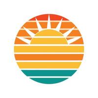 abstract retro striped sun icon simple style vector