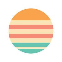 bold flat circle of retro sun with symmetrical pastel vector