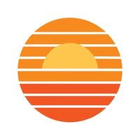 bold flat retro sun with horizontal gradient in circle vector