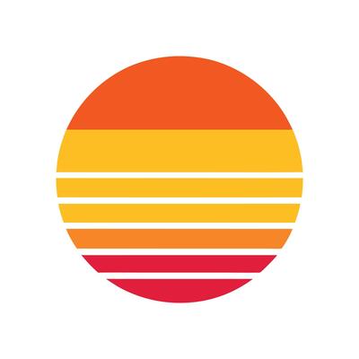 bold and clean retro sunset icon with horizontal bands
