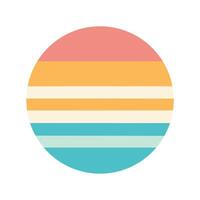 bold pastel circle with retro stripe fade forming sun vector