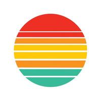 bold retro circle with sunset stripes in bright hues vector