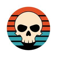 stylized skull silhouette with retro striped sea vector