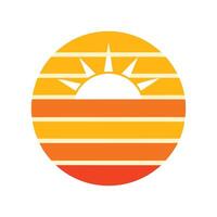 bold stripe retro sun symbol in clean rounded layout vector