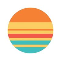 circle sun icon with horizontal retro gradients and layers vector