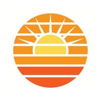 classic retro sun icon with rich warm tone stripes vector