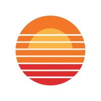 circle shaped retro sunset with soft stripes vector