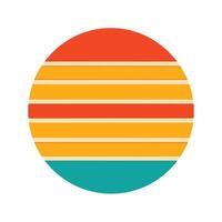 bold retro stripe layout in circular sun icon with stripes vector