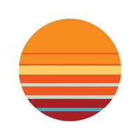 classic retro circle sunset with simple color bands vector