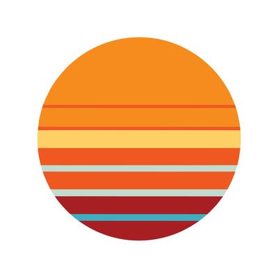 classic retro circle sunset with simple color bands
