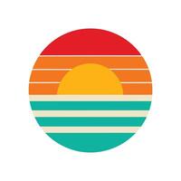 classic retro sunset with colorful horizontal layers vector