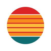 bold retro sunset circle with horizontal stripe segment vector