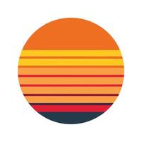 circular sunset background with retro line divisions vector