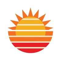 bold retro horizontal stripe sun in flat style vector
