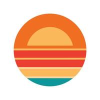 circular icon with retro sunset stripe background vector