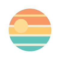 circular pastel sun icon with stripe gradient in retro style vector