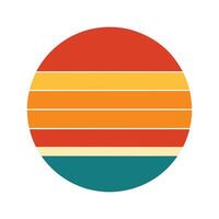 bold sunset stripe circle with retro tones in flat style vector