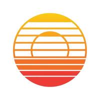 Clean Line Retro Sun Icon with Subtle Color Fades vector