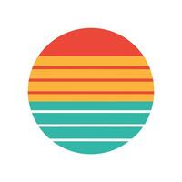 Faded Sunset Icon with Minimal Retro Stripes vector