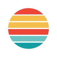 Faded Striped Sunset Circle Icon in Retro Design vector
