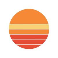 Flat Circle Sun with Vintage Horizontal Layers vector