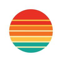 Clean Retro Circle Sunset with Horizontal Banding vector