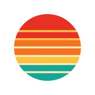 Clean Retro Circle Sunset with Horizontal Banding