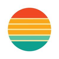 Flat Design of Circular Sun with Retro Horizontal Lines vector