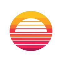 Flat Clean Retro Striped Sunset with Soft Tones vector