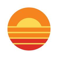 Clean Retro Circle Sun Icon with Warm Stripe Colors vector