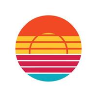 Flat Icon of Retro Sunset with Layered Stripes and Soft Colors vector