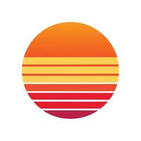 Flat Design Retro Sunset with Gradient Stripe Layers vector