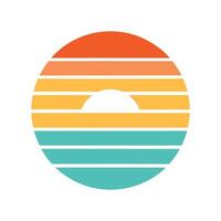 Clean Retro Stripe Design Forming Sun Silhouette vector