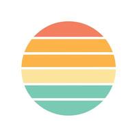 Flat Pastel Retro Circle Sun with Horizontal Stripes vector