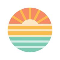 Flat Layered Retro Sun with Pastel Stripes vector