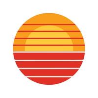 Flat Retro Background Sun with Clean Horizontal Setting vector