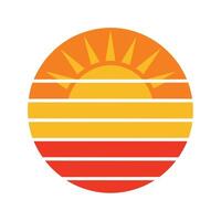 Flat Retro Sun Icon with Horizontal Layered Segments vector
