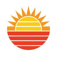 Flat Retro Sun Background with Cleanly Divided Stripes vector