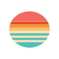 Flat Pastel Sunset with Retro Horizontal Banded Layers vector