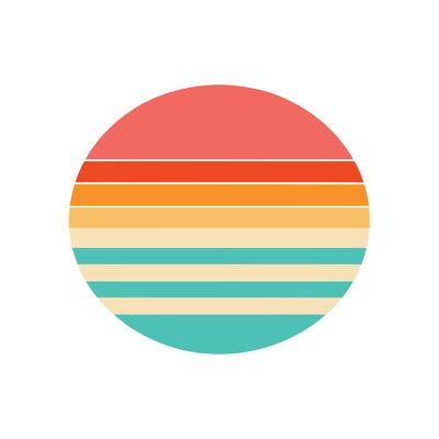 Flat Pastel Sunset with Retro Horizontal Banded Layers