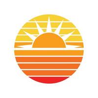 Classic Sun Icon in Retro Format with Layered Lines vector