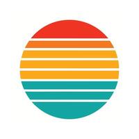 Flat Retro Graphic with Clean Sunset Stripe Layers vector