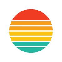 Flat Retro Striped Sun Graphic with Clean Fade vector